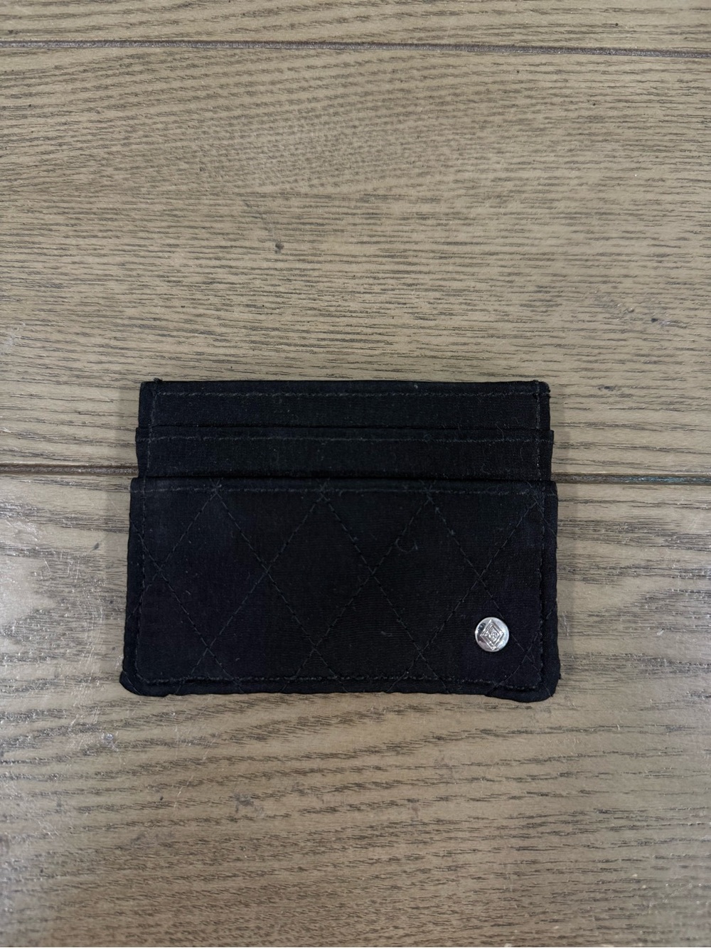 Vera Bradley Black Quilted Card Holder with Silver Accent